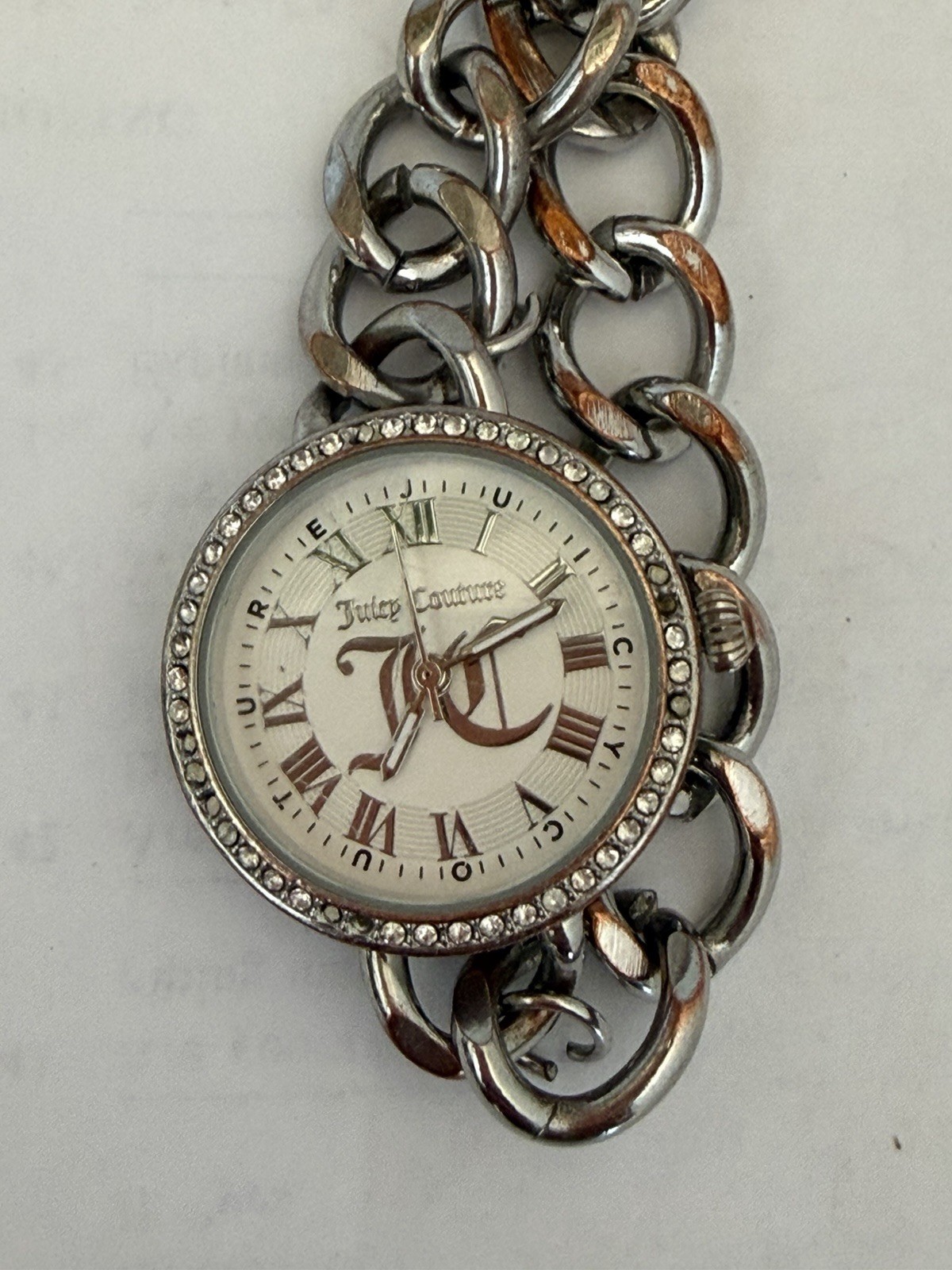 Juicy Couture 30mm Silver Tone Gem Quartz Watch Running B16