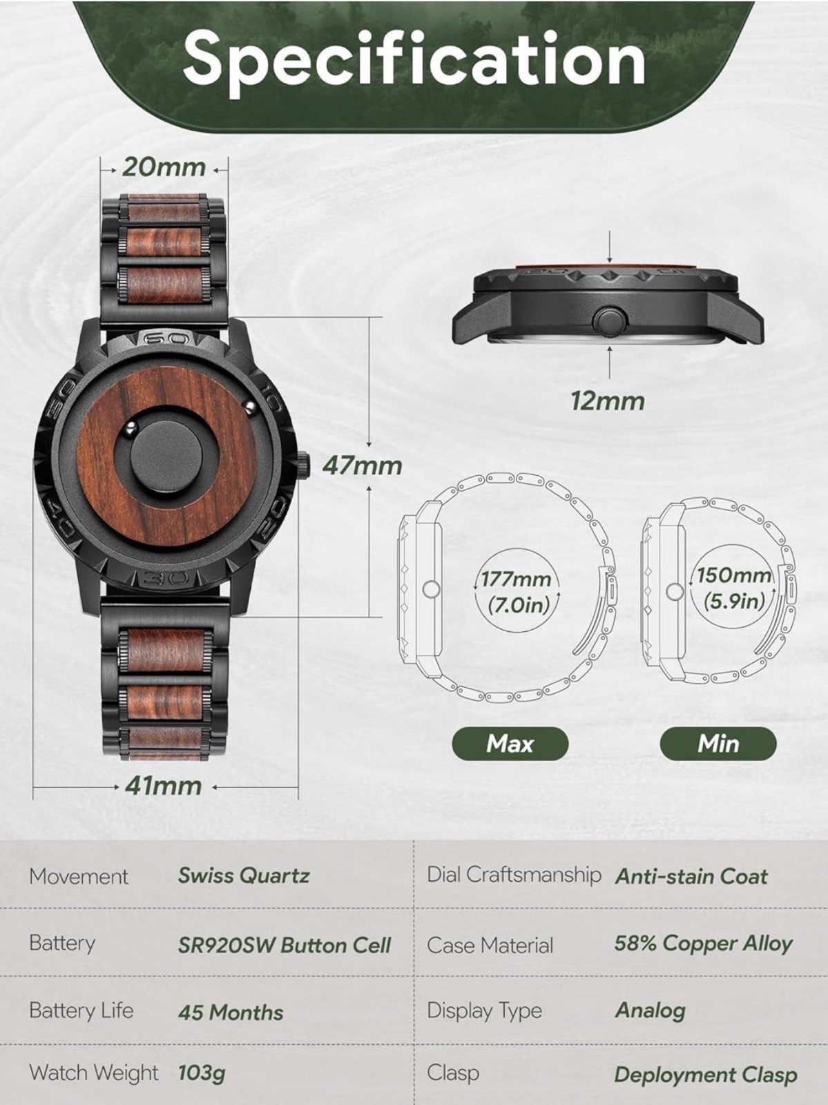 Unique magnetic bead analog watch Magnet