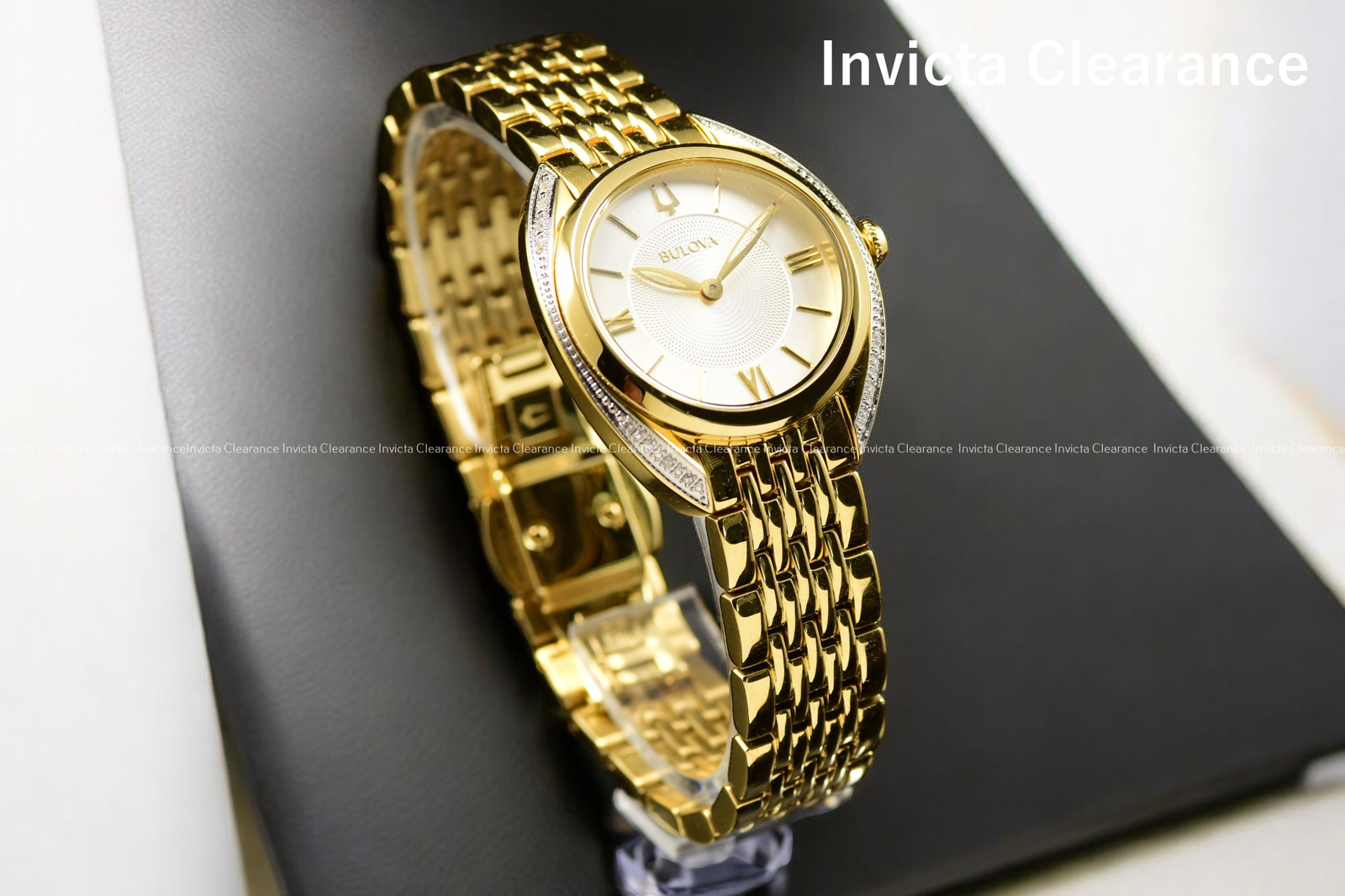 Bulova Women’s 98R298 Classic Diamond Stainless Steel Quartz Gold White Watch