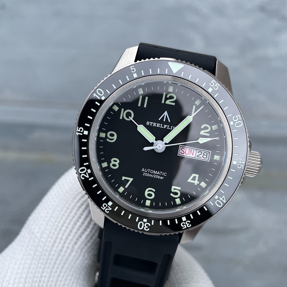 Steeldive Steelflier SF787, Pilot, NH36, Sapphire, Lume, Diver, Diving, Rubber
