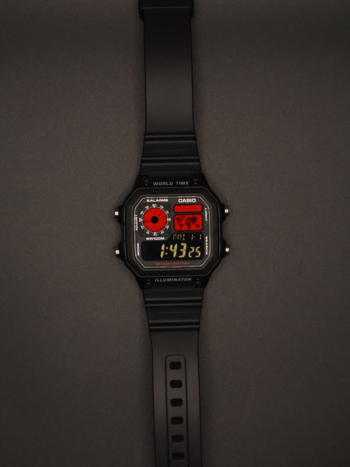 “Roulette” | 🔴⚫ Negative Display | Custom CASIO AE-1200 | Royale | HB Watch MOD