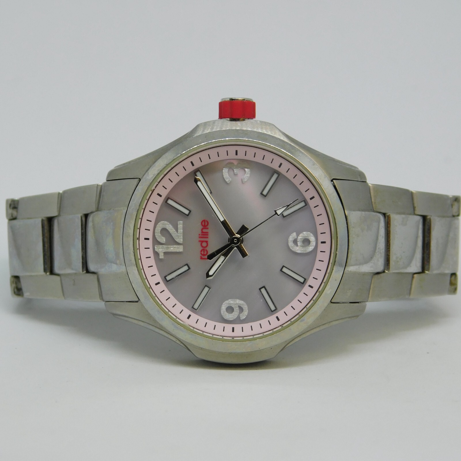 red line Mineral Crystal Quartz Analog Women’s Watch Sz. 5 3/4″ New Battery