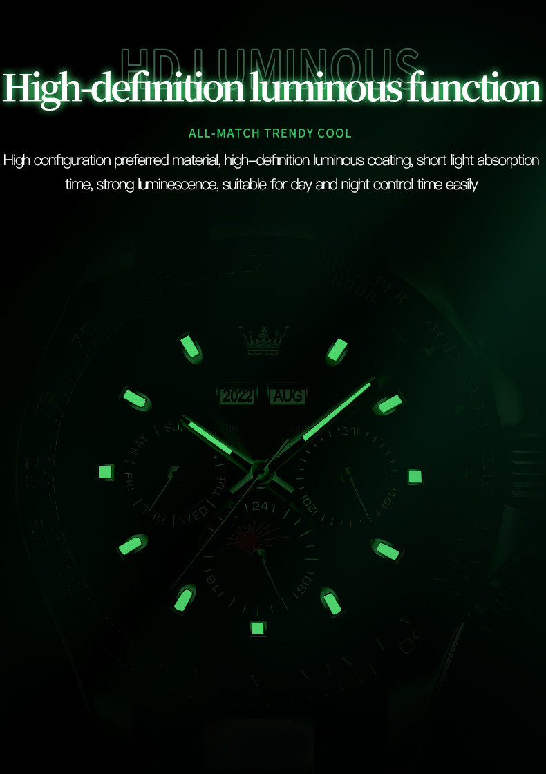 OLEVS Men Automatic Mechanical Luxury Stainless Steel Luminous Waterproof Watch