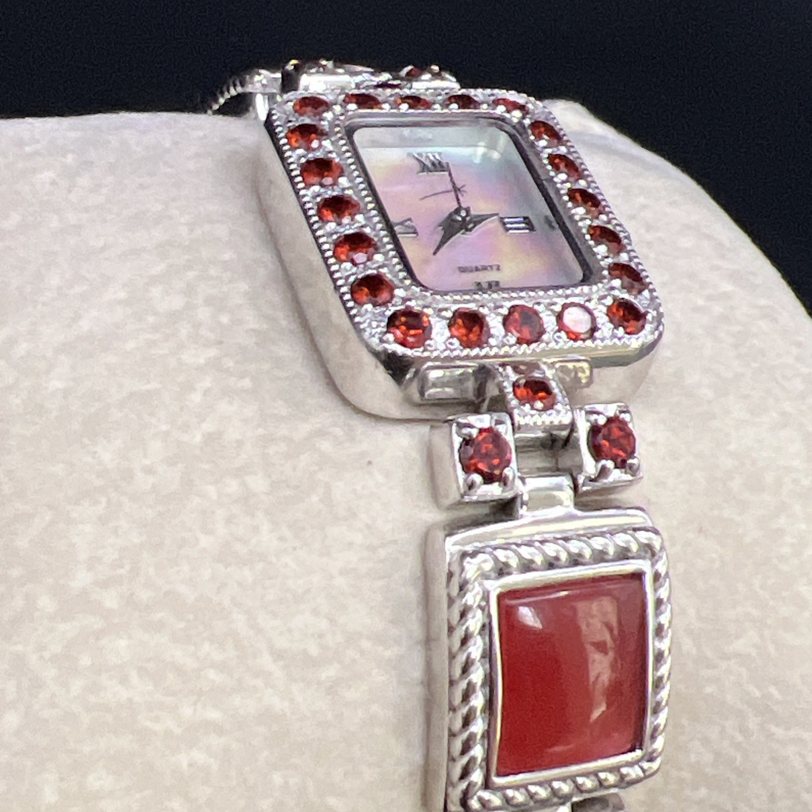 Vintage 2006 Gems 925 Solid Sterling Silver and Multi Gemstone Quartz Watch