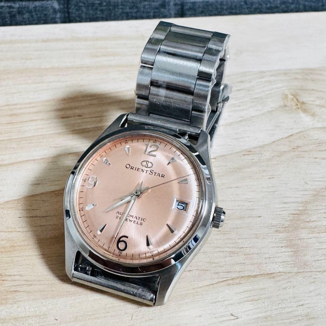 ORIENT STAR automatic watch with salmon pink dial