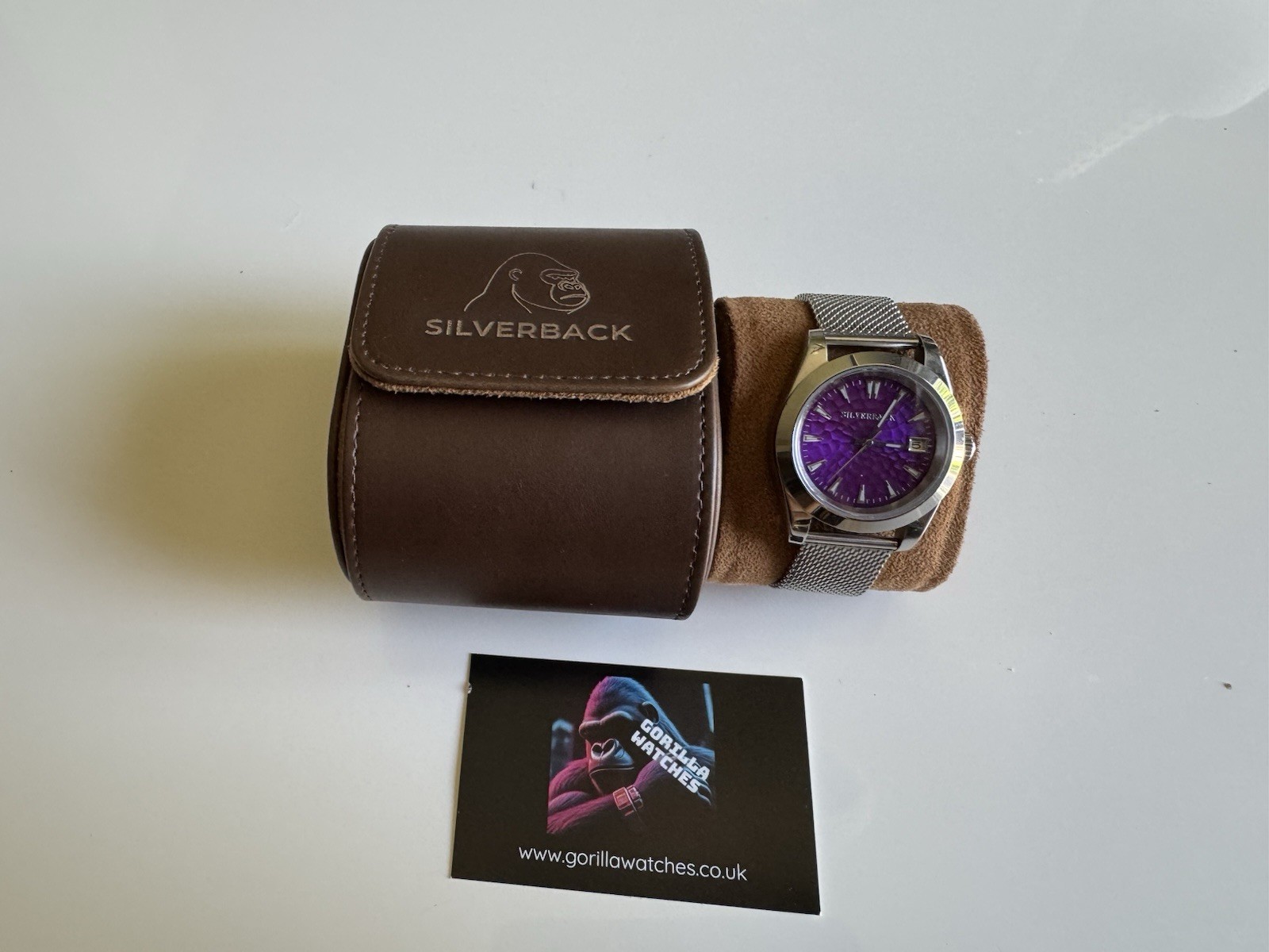 Silverback Gorilla Automatic Watch Hammered Purple Dial Mint!