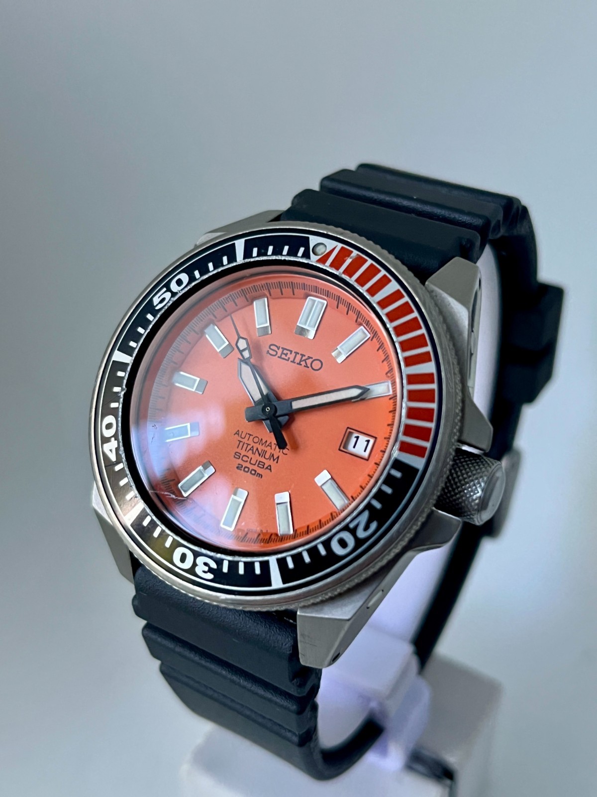 Seiko 7S25-00D0 Samurai SBDA005 Titanium Orange dial Men’s Watch – UK Seller