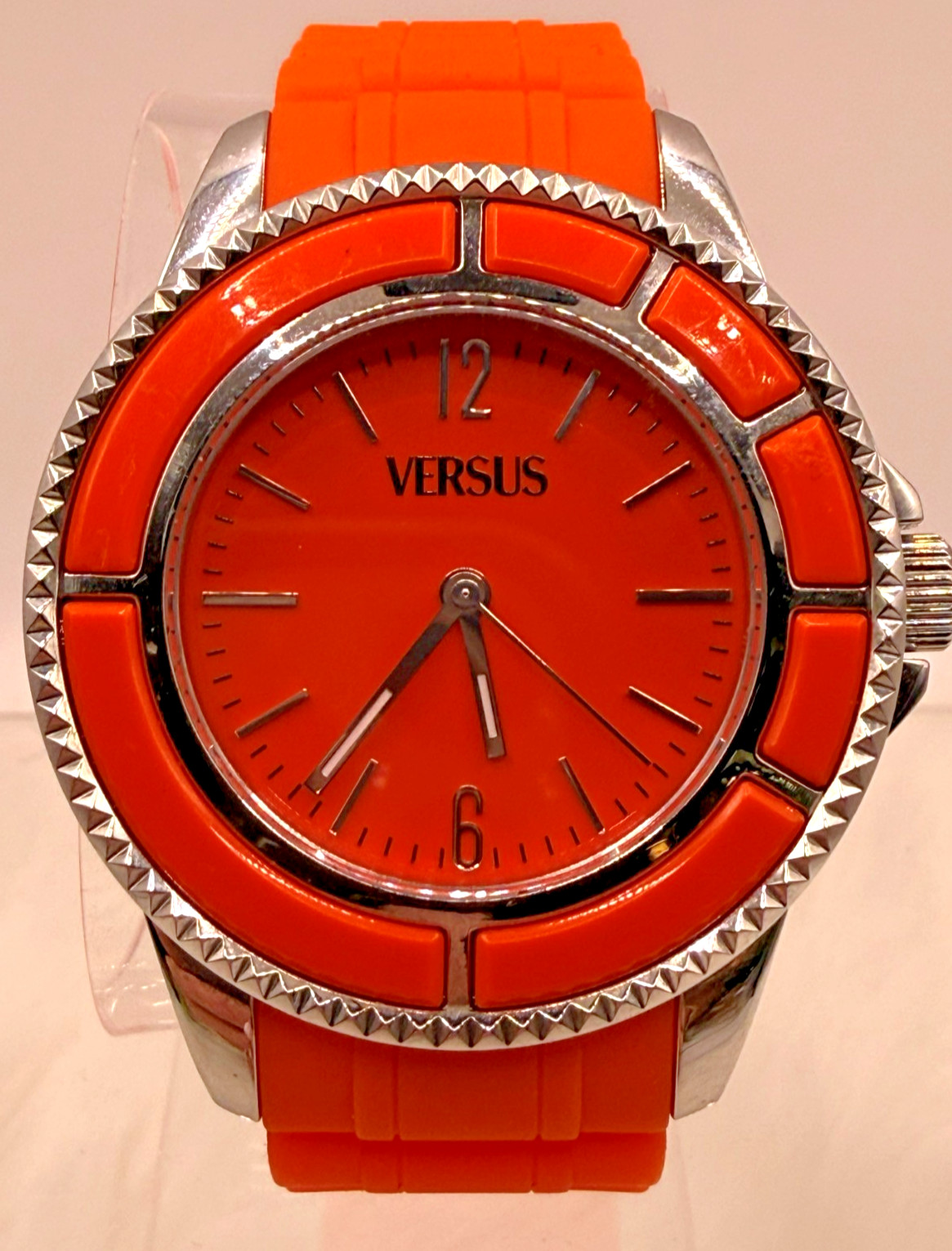 Versus By Versace Tokyo Orange Dial & Rubber Band W/Versace Watch Bag 3C61200
