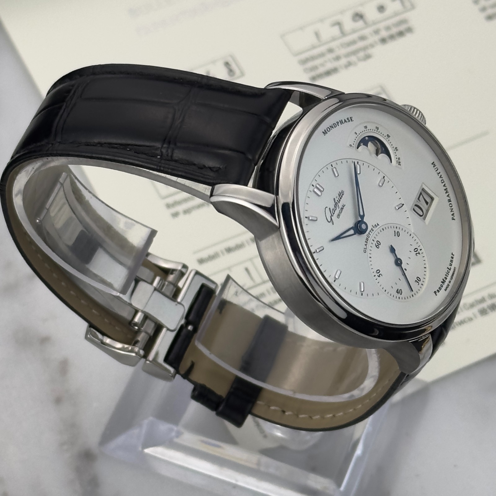 2025 Glashütte Original PanoMaticLunar Watch 1-90-02-42-32-05 Box and Paper