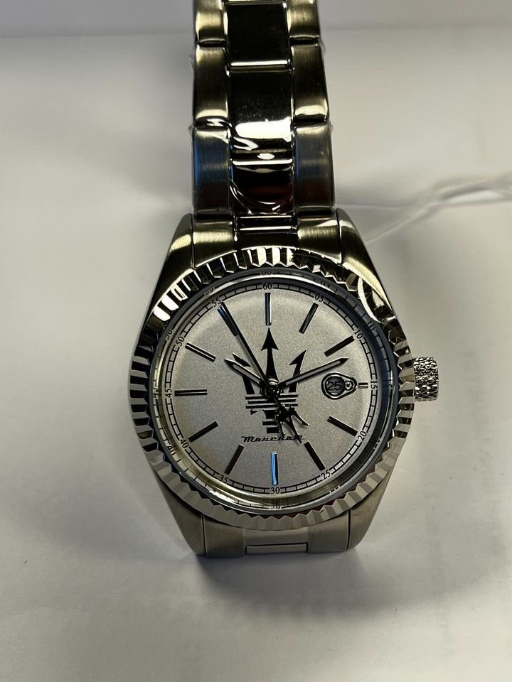 MASERATI COMPETIZIONE 31 MM 3H SILV DIAL METAL BAN