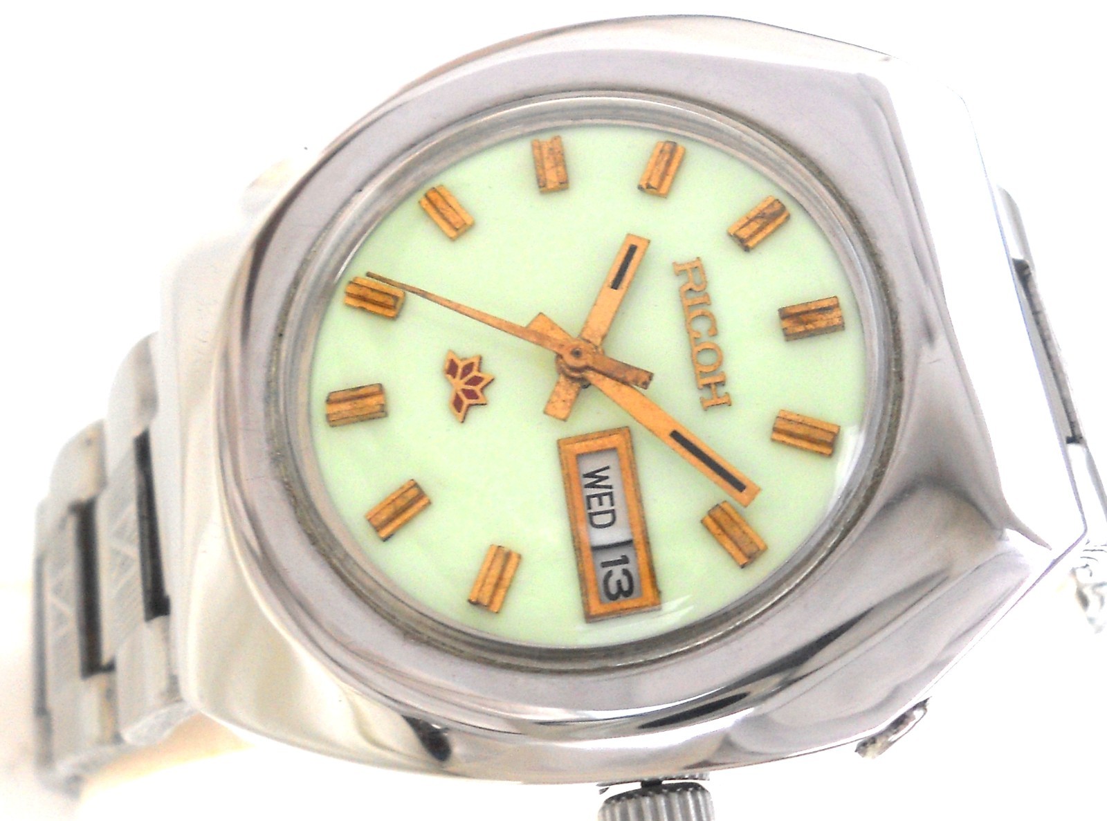 Vintage Ricoh Automatic Watch Repainted Luminous Full Glow Dial Pristine Japan