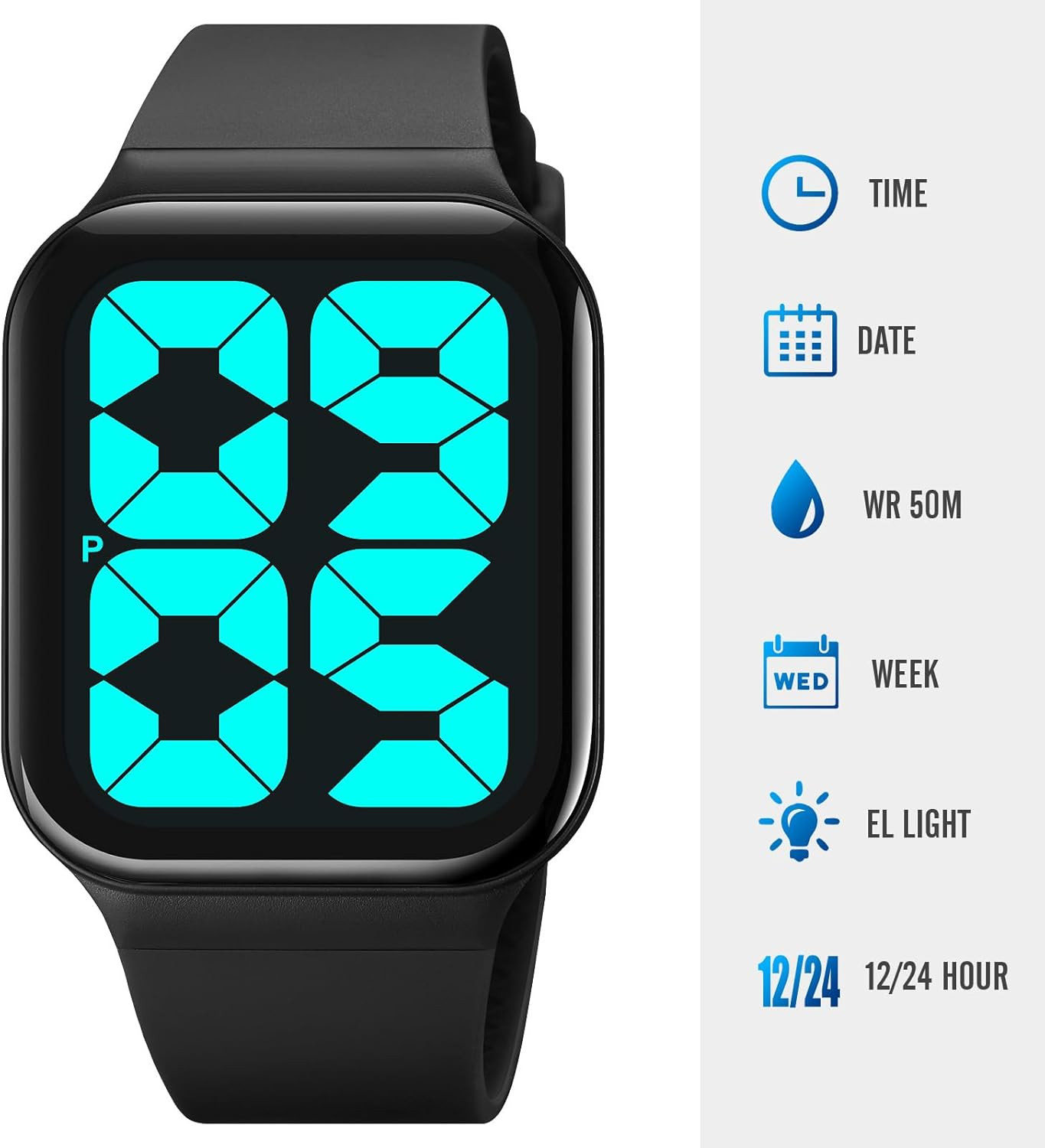 Extra Large Numbers Watch for Men, Waterproof Mens Digital Watch Womens Men’S Wr
