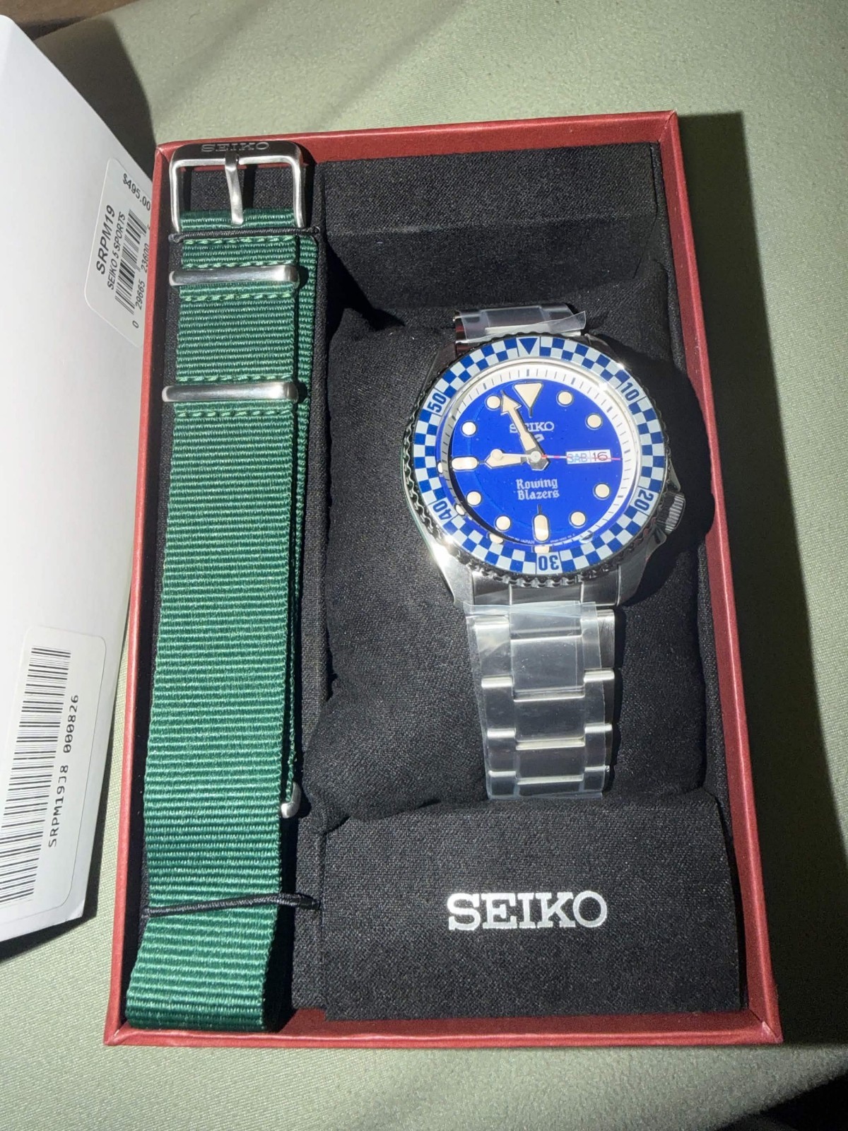 Seiko 5 Rowing Blazers Wind Vintage 2026 Blue 42mm Watch SRPM19 IN HAND