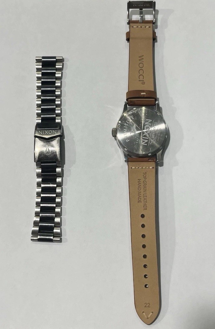 Nixon The Sentry SS Primitive Skateboarding Blue Dial Leather Strap Quartz 100m