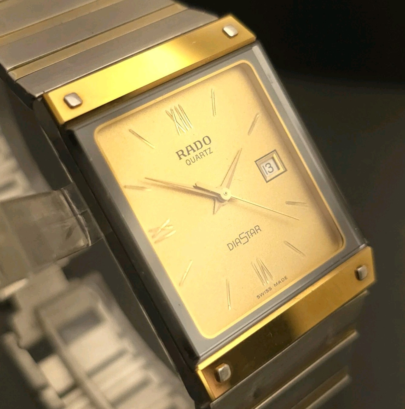 SI2 EXCELLENT RADO CLASSIC GOLD & STEEL MENS DIASTAR THIN DRESS WATCH RUNS GREAT