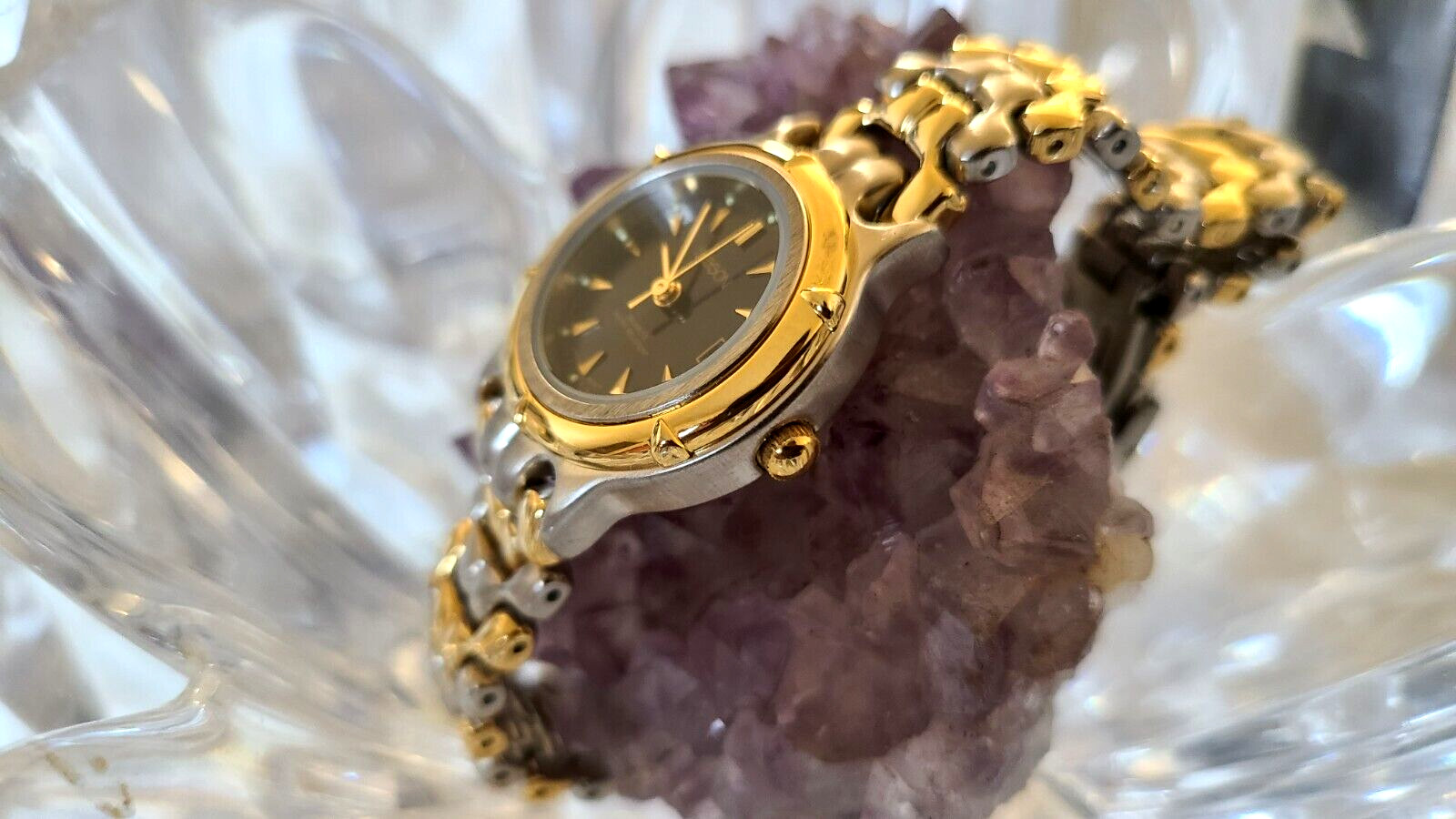 Sasson Two-Tone Bracelet Blue Dial Date Ladies Watch