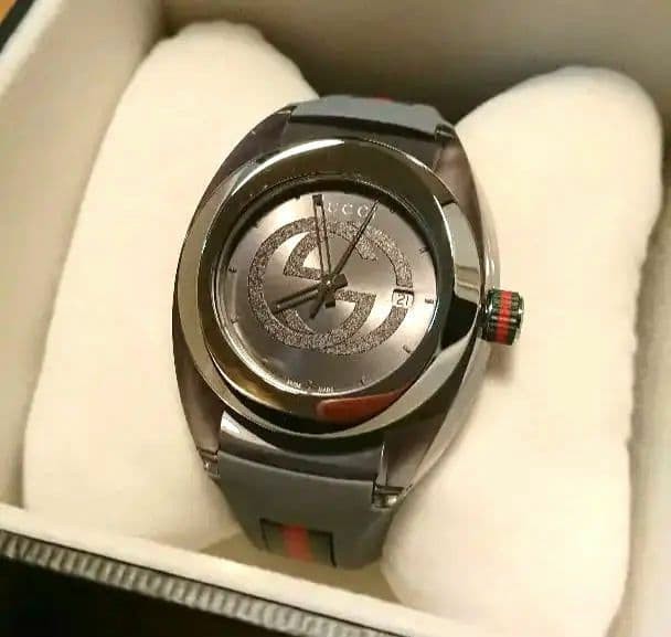 Gucci 46mm Watch with Rubber Strap, SYNC, Gray, YA137109A