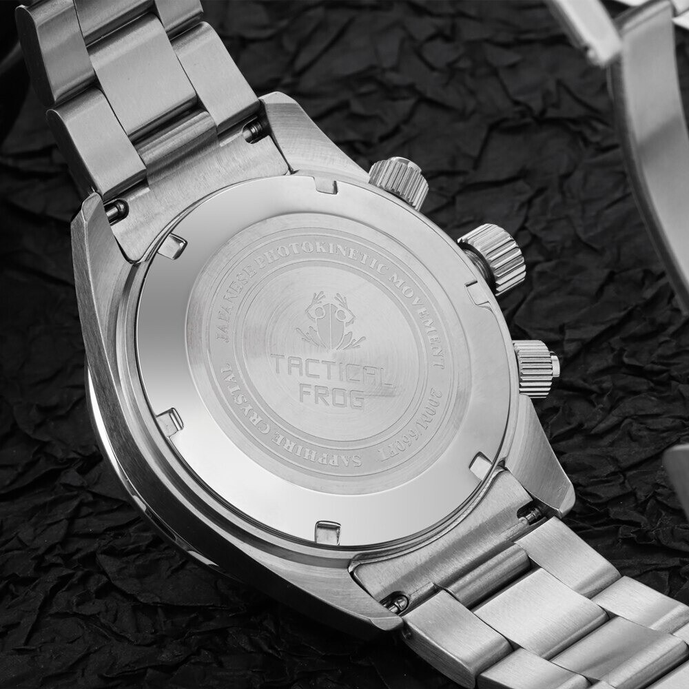TACTICAL FROG VS75 Solar Quartz Chronograph Watch 41mm Paul Newman Panda No date