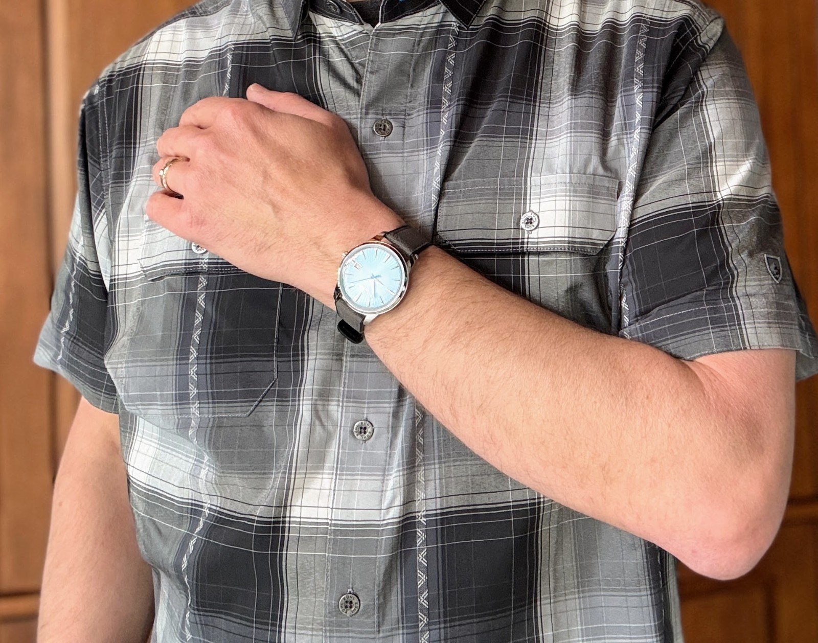 Ice Blue Dial Automatic Watch, Minimalist Watch, Hybrid Cordura Strap, NH35