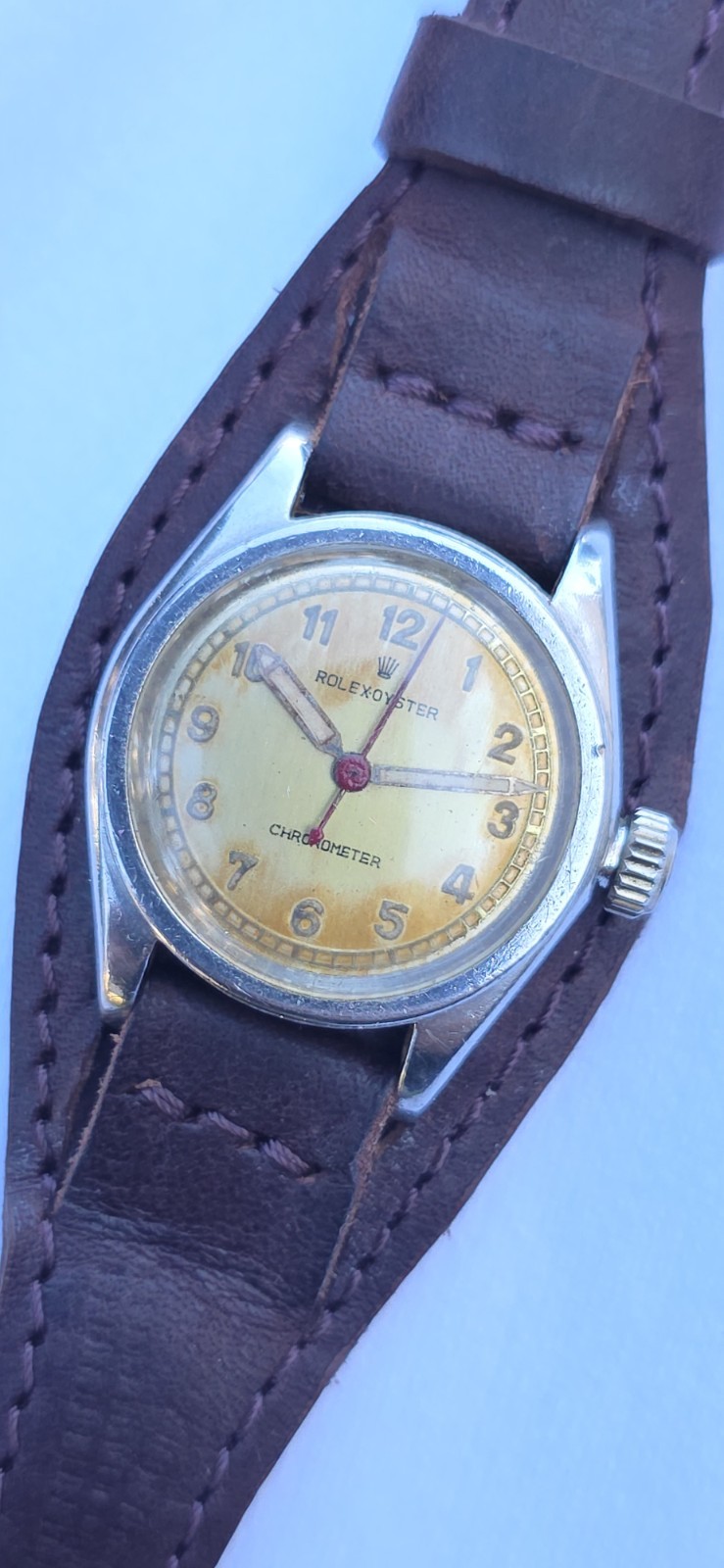Vintage ROLEX Oyster Chronometer Ref 2595 Military 29mm Patina Dial Manual Watch