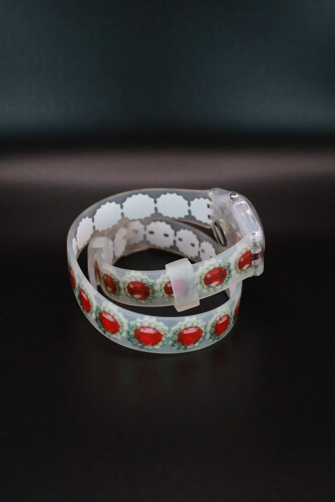 Swatch Swiss Made Ruby Silver LK342 25MM Optical ILusion Strap Wraps Twice New