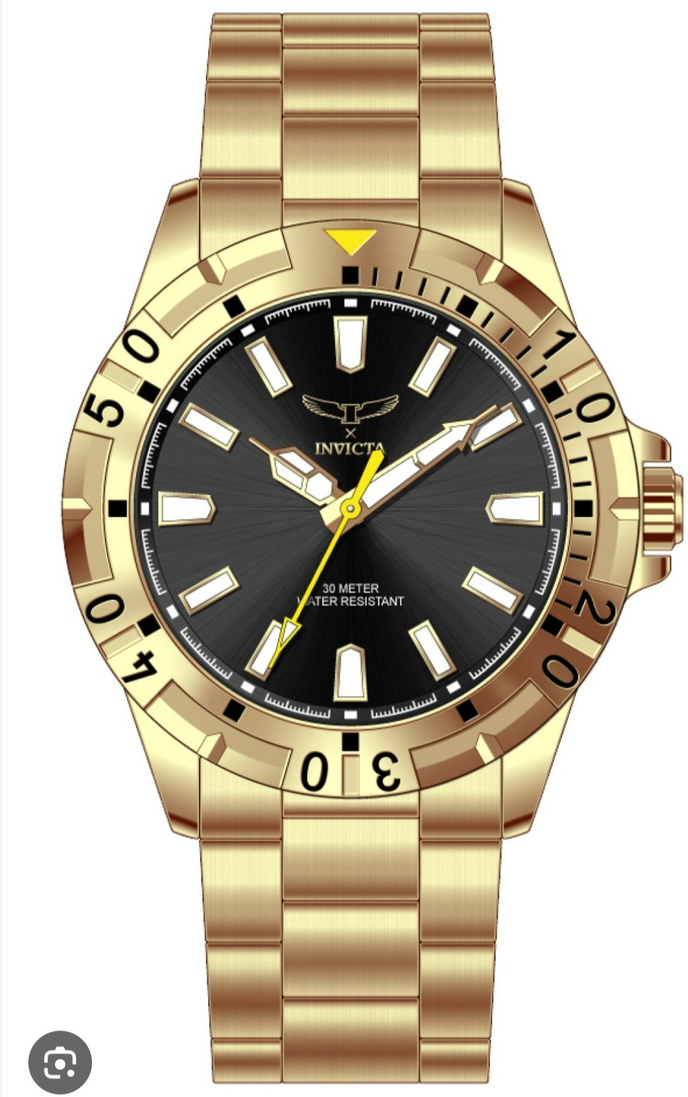 Invicta Pro Diver Men’s Quartz 50mm Black Dial Gold Stainless Bracelet 30m