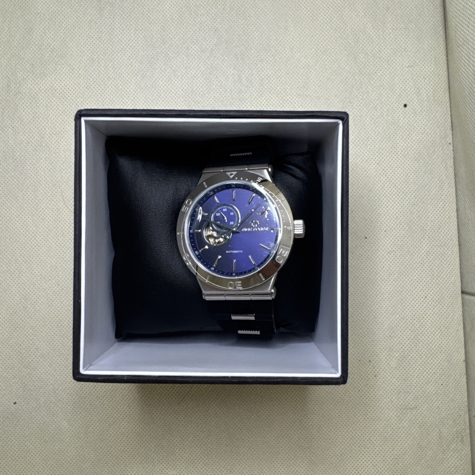 Time Force Status Automatic Mens Watch Open Heart Blue TF/A5020M