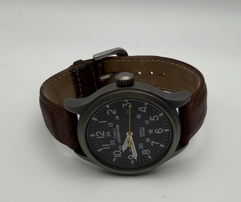Timex Expedition Quartz Black Dial Date 50m Brown Leather Strap 40mm Watch