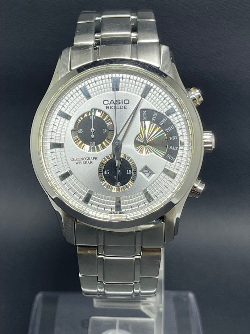 CASIO BEM-501 Silver Quartz Chronograph