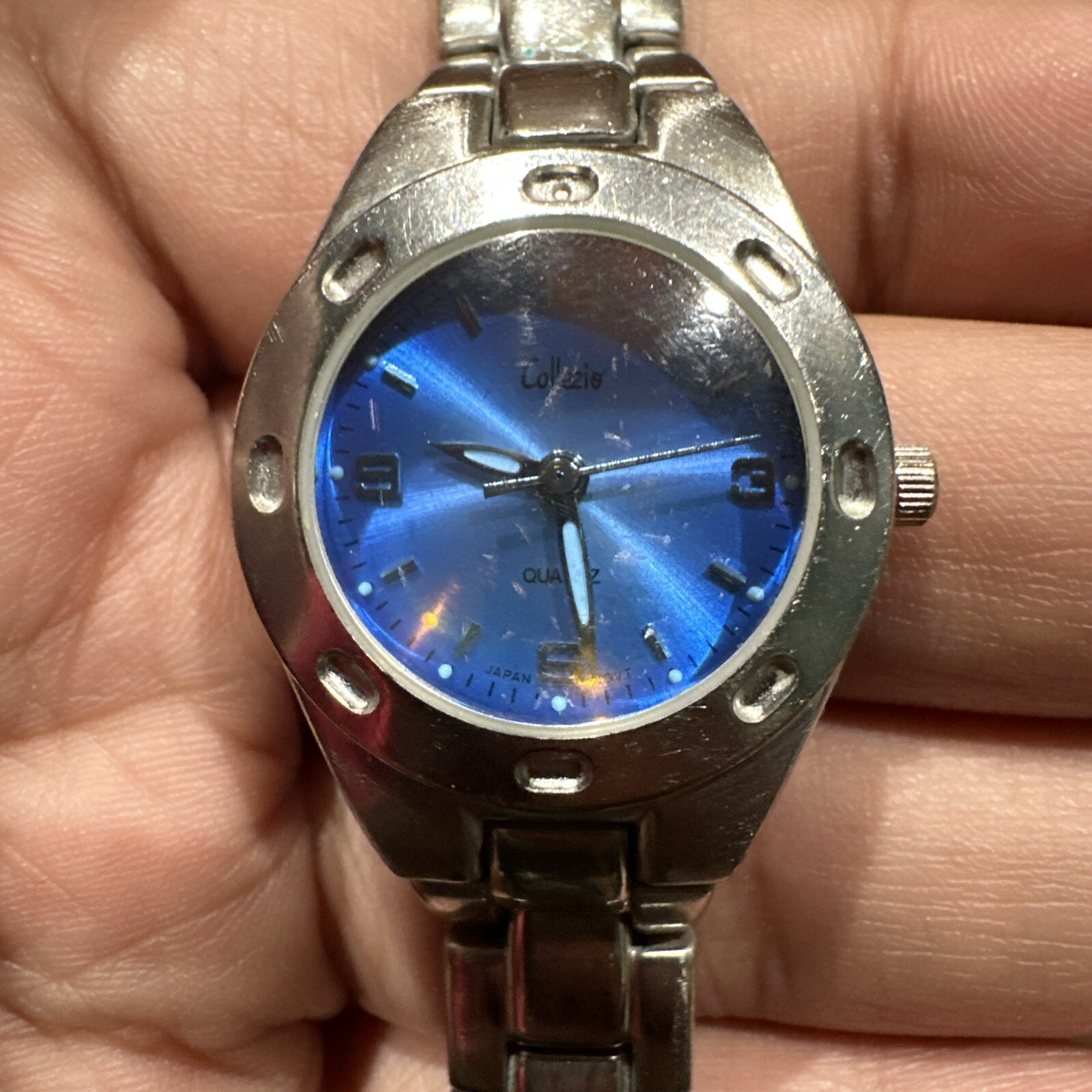 *Working* Collezio Mens Blue Dial Round Silver Tone Case Stainless Steel Watch