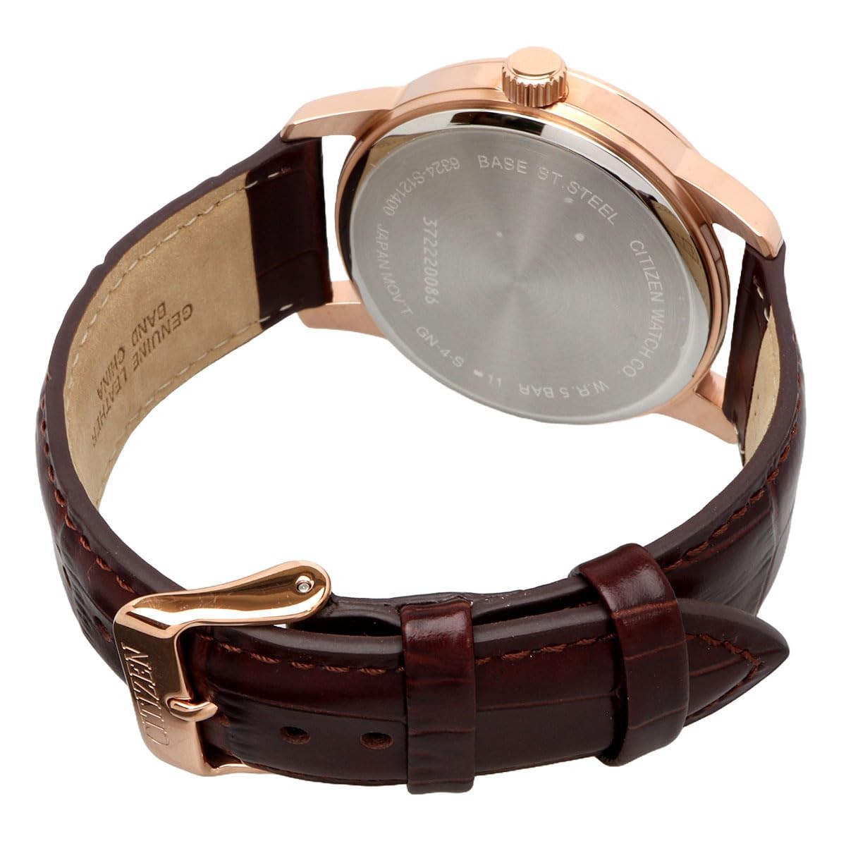CITIZEN 50M waterproof Moon Phase Leather Belt AK5003-05A brown gold