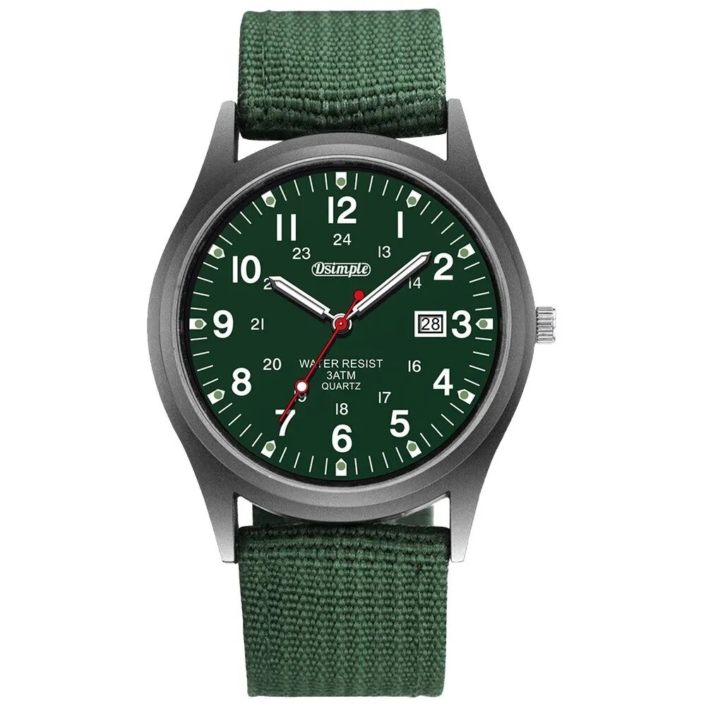 Men’s Military Army Luminous 24 Hours Dial Nylon Strap Date Quartz Wrist Watch