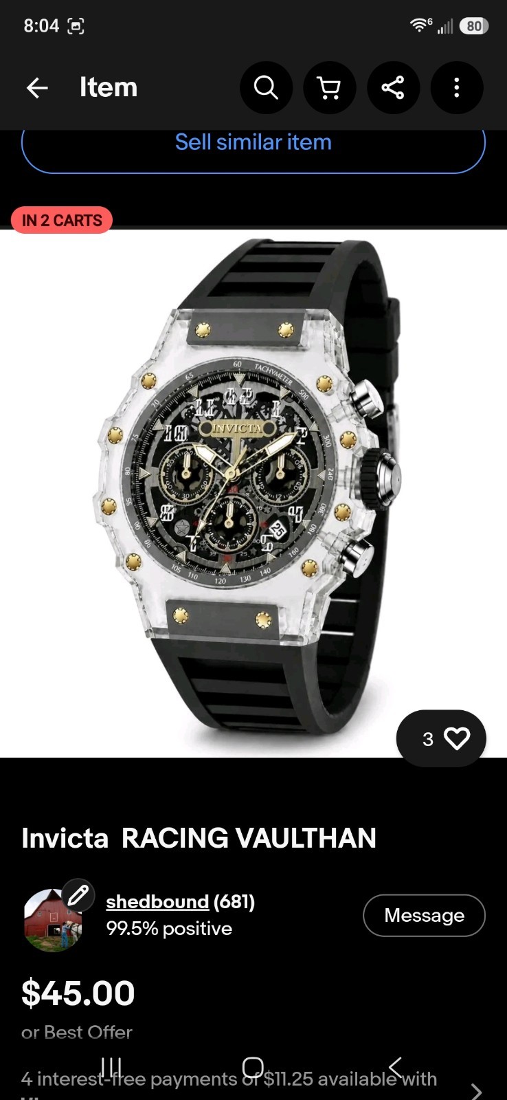 Invicta Mens Watchs for George Scottland 28+40= 68.00