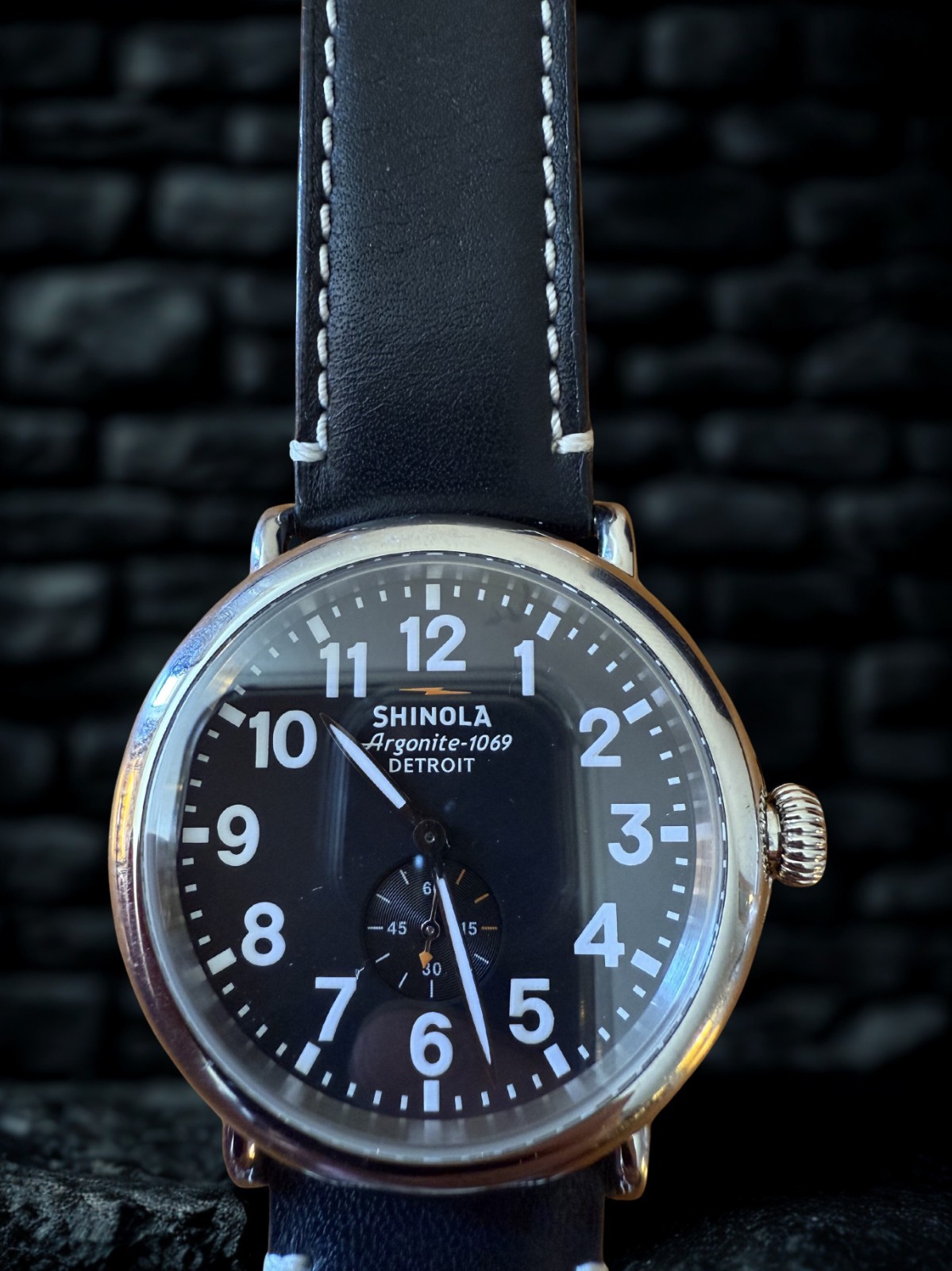 Shinola Runwell 47mm Men Watch Black Quartz Sapphire Dial 2013 Inaugural 1069