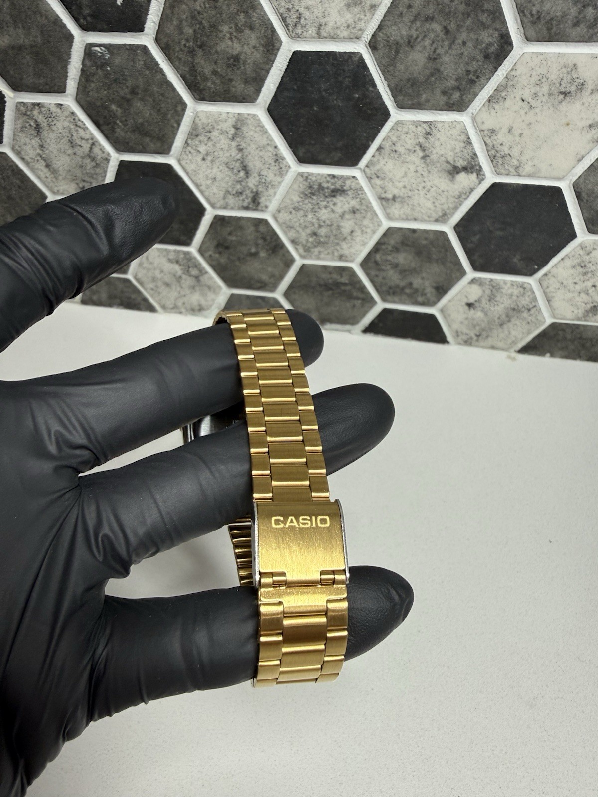 Casio Illuminator Gold Digital Quartz Alarm Chronograph SS Bracelet Wristwatch