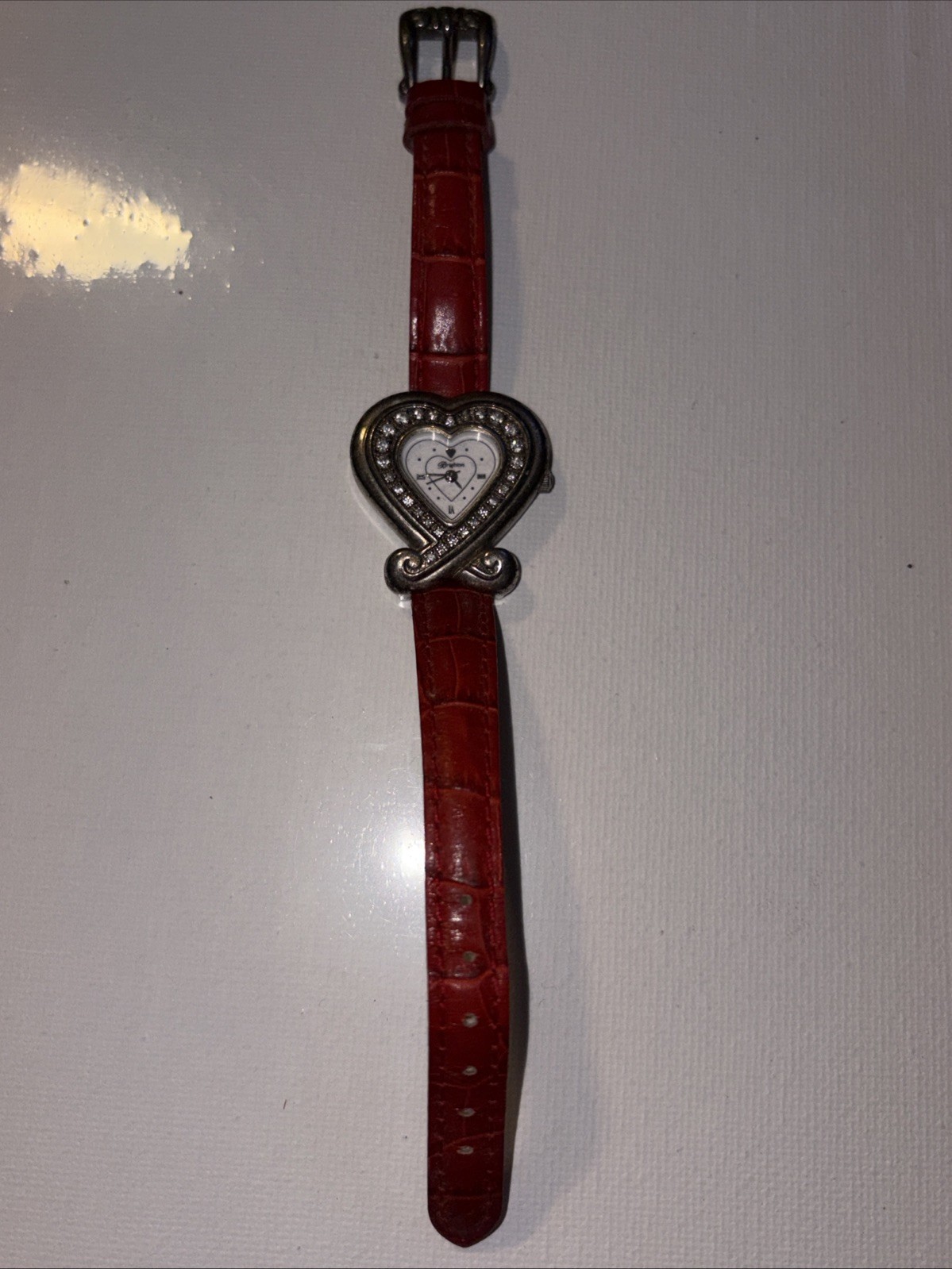 Vintage Brighton Silver and Red Heart Watch / Used/ Needs New Batteries