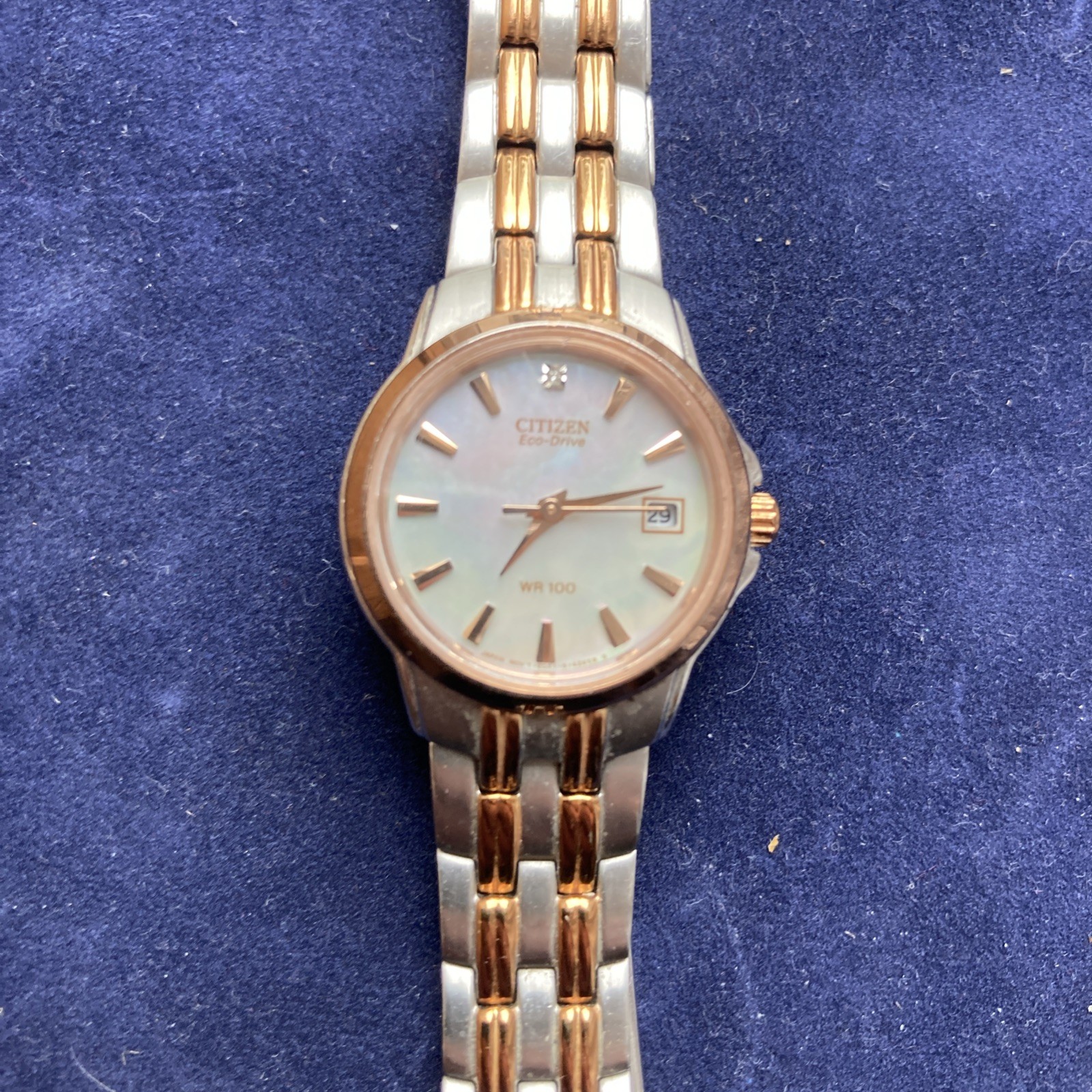 Citizen Ladies Eco Drive White Dial Date Two Tone Bracelet Watch EW1264-50A
