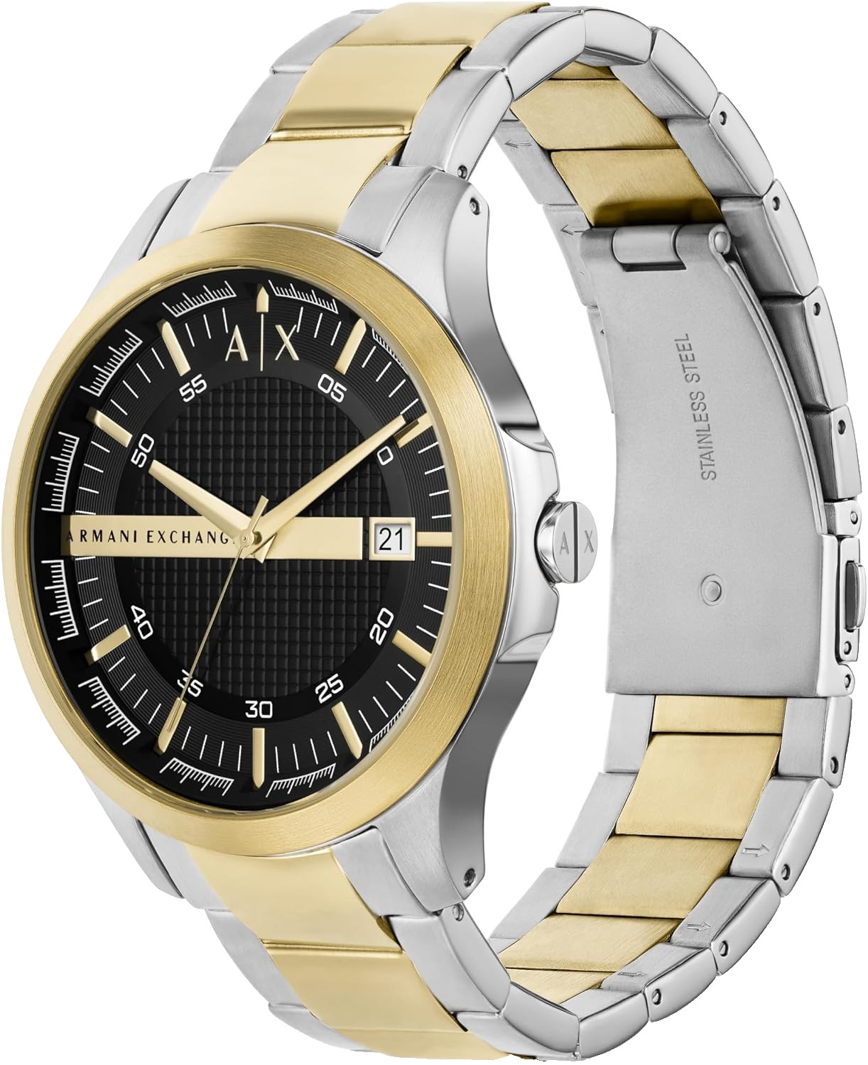 ARMANI EXCHANGE AX2453 THREE-HAND DATE BLACK DIAL TWO-TONE QUARTZ MENS WATCH