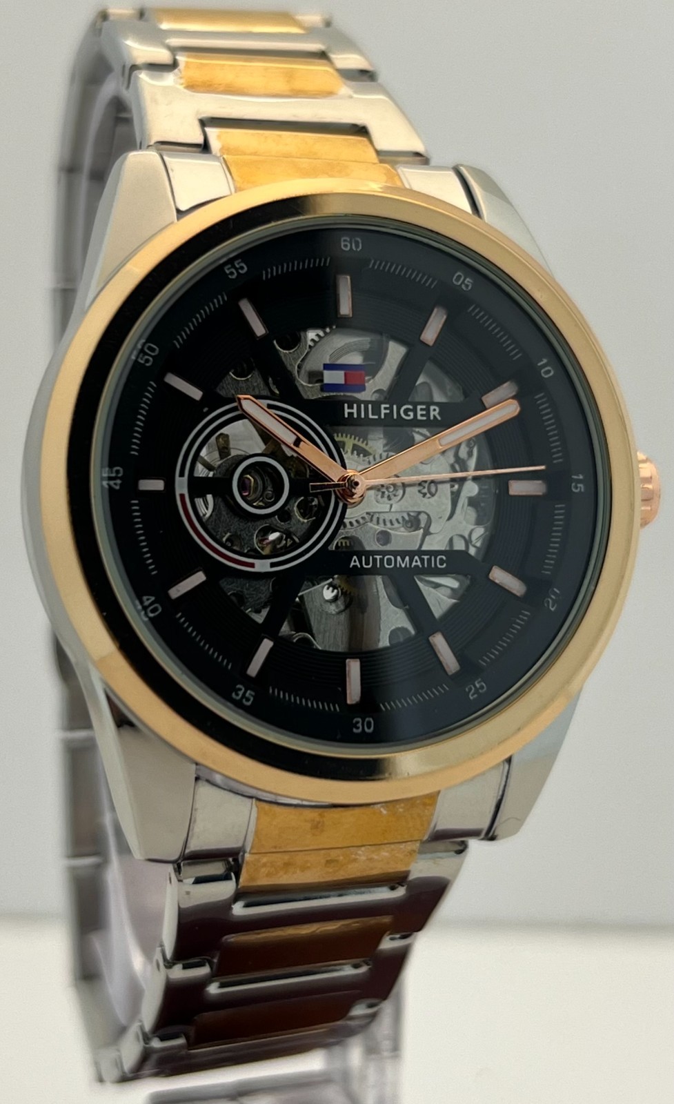 Fabulous Men’s Tommy Hilfiger Automatic Skeleton Black Dial Working Wristwatch