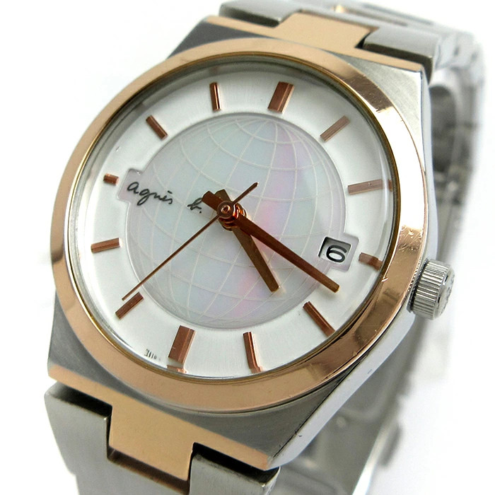 Used agnes b. Women’s Pink Gold Combination Shell Dial 7N82 0ED0 Watch Agnes B.