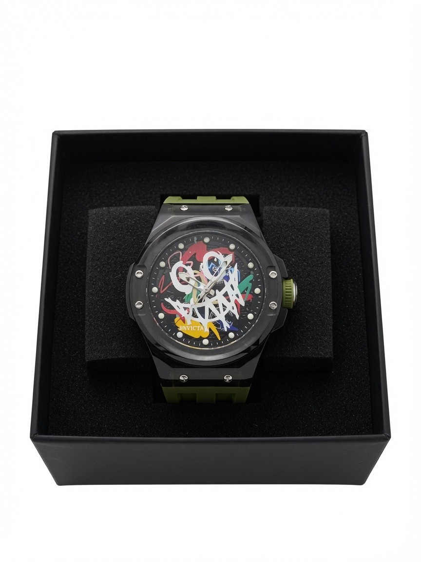 Invicta Men’s Watch Sea Base Rogue Iridescent and Black Dial Green Strap 50006