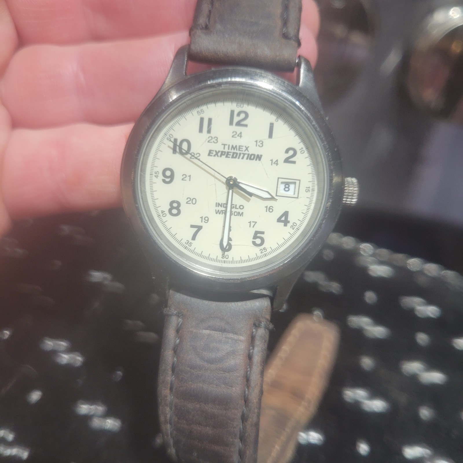 Timex Expedition Watch Mens 37mm Indiglo Date Leather Strap T49870 New Battery