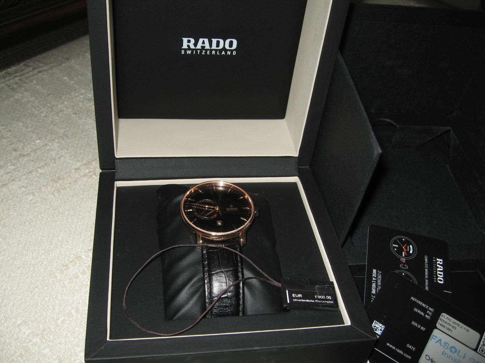 RADO Coupole Classic Automatic Power Reserve Black Dial Rose Gold 41mm Men Watch