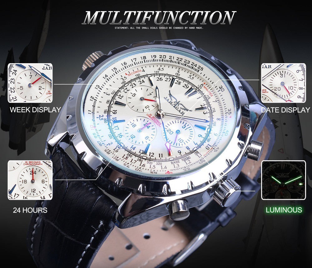 Luxury Men pilot/avitor Watch Multifunction Wristwatch Mechanical Automatic Gift