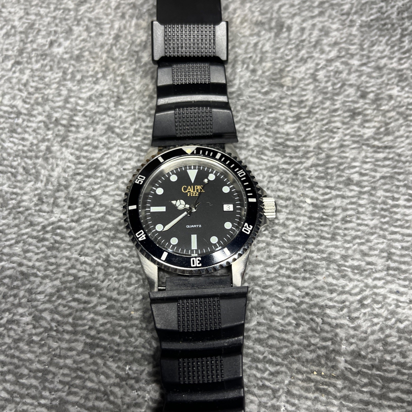 Calpis Divers Watch Quartz 20ATM Waterproof Fizz Used Vintage