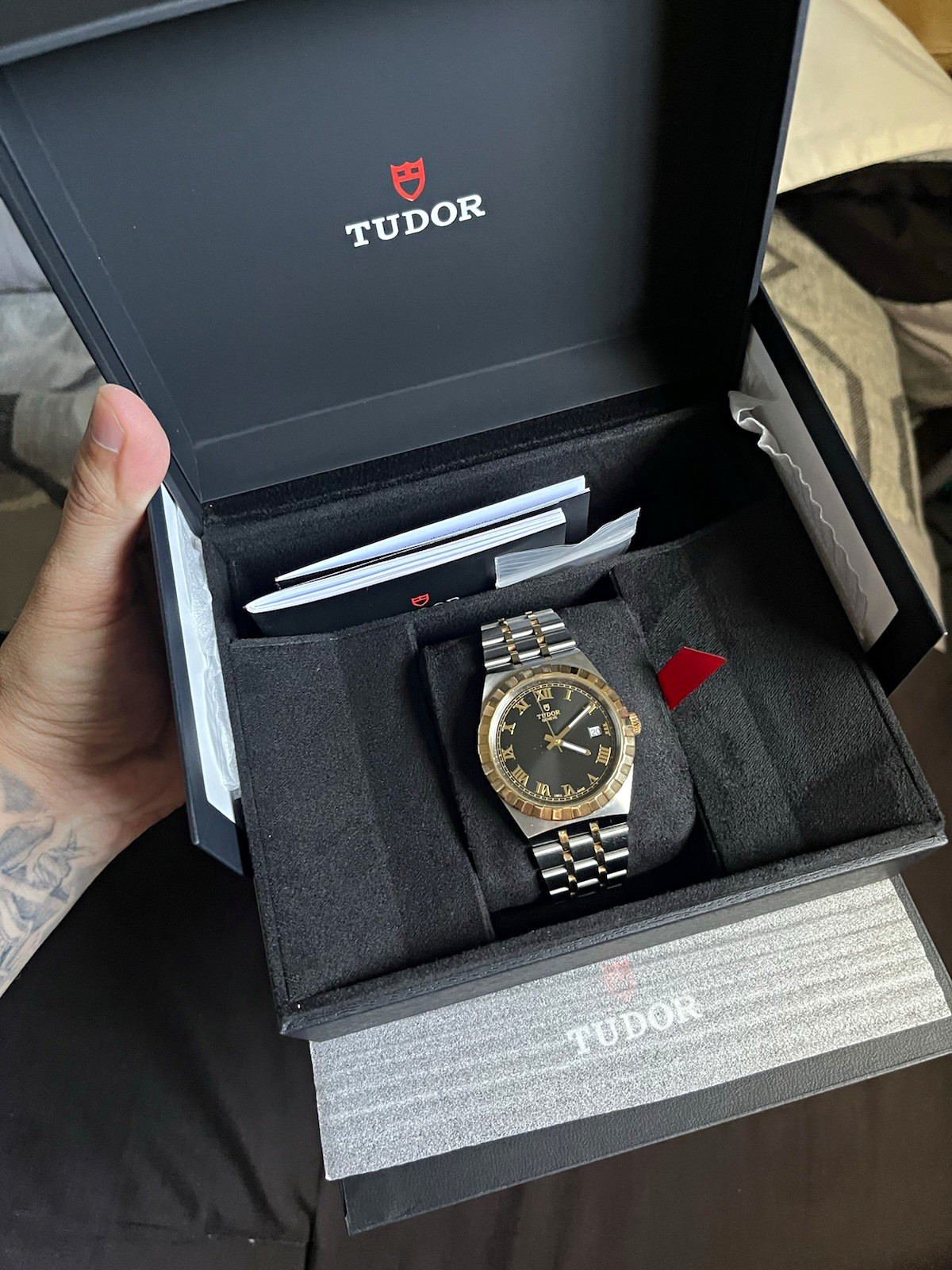 TUDOR Royal Swiss Made Automatic Date Black Dial Two-Tone 38mm Watch Box