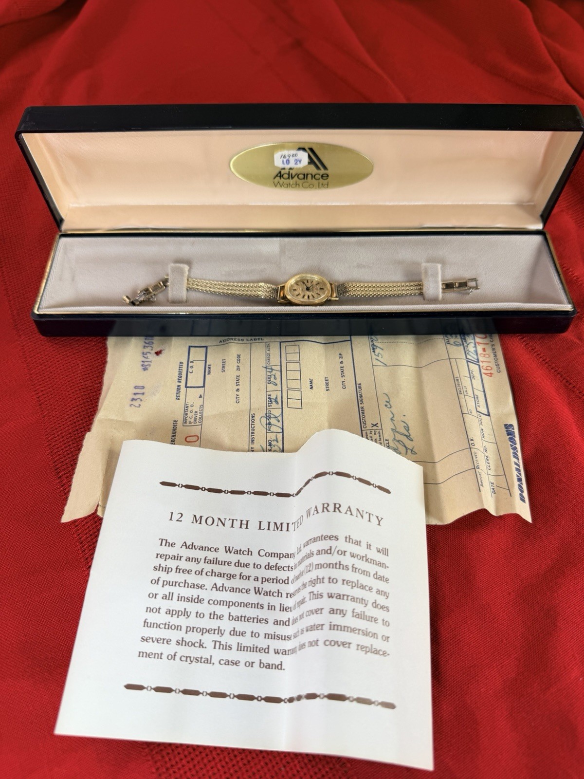 Vtg 1975 Kelaris Ladies Wristwatch W Germany NOS Box Receipt Donaldsons
