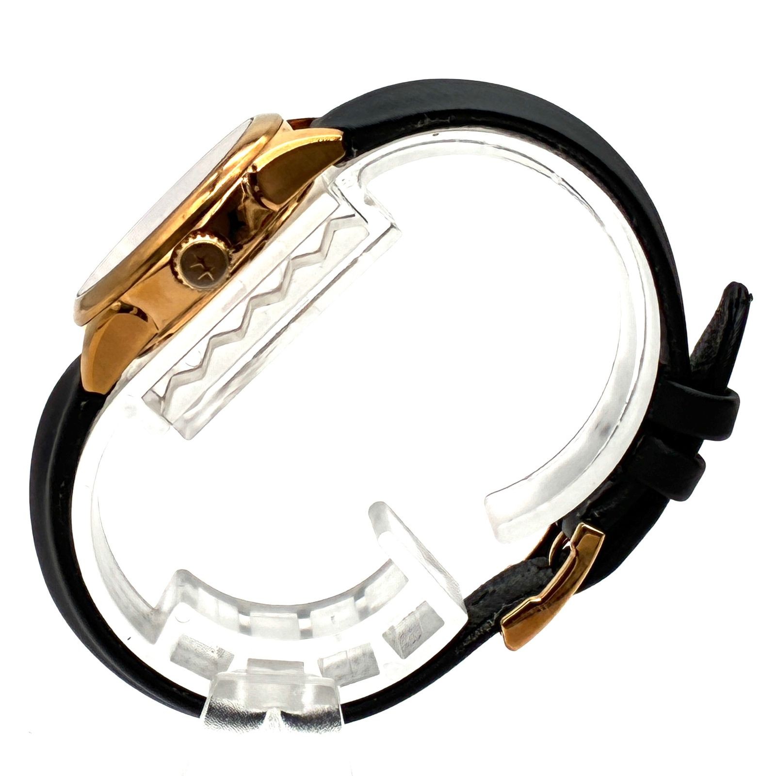 Rare Working Hamilton Jazzmaster Lady Quartz Natural Diamond PVD Gold Black Busi