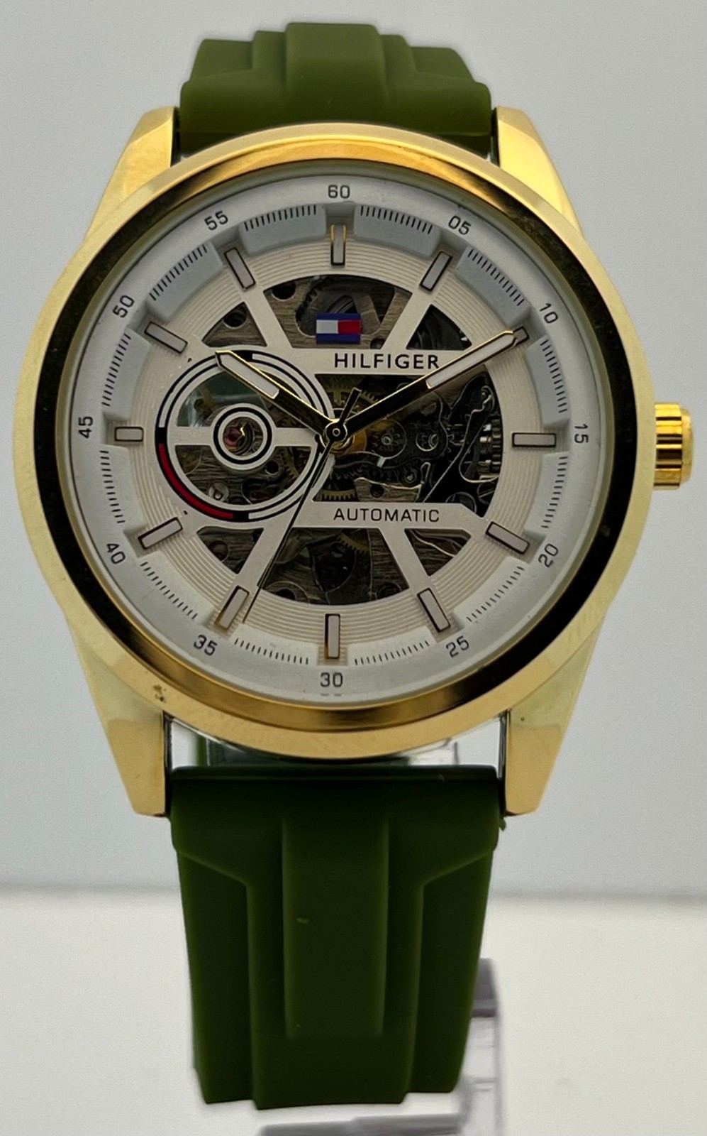 Premium Men’s Tommy Hilfiger Automatic Skeleton White Dial Working Wristwatch