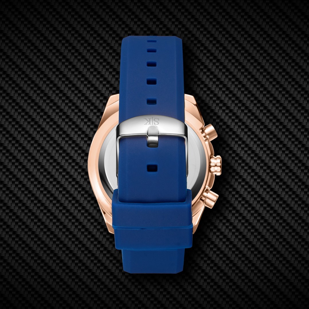 Kenneth Scott Men’s Chrono & Multi Function Watch | Dark Blue Dial, Rose Gold
